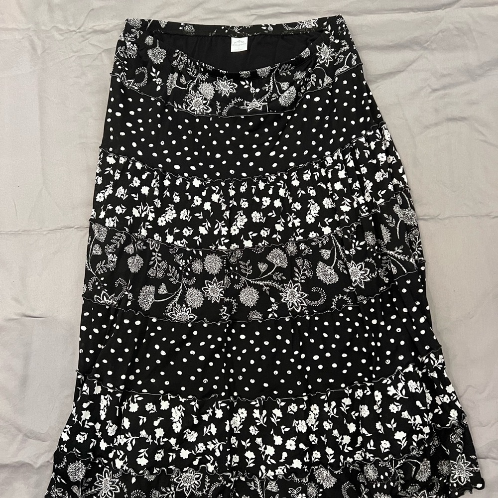 Passport Black and White Patterned A-Line Skirt